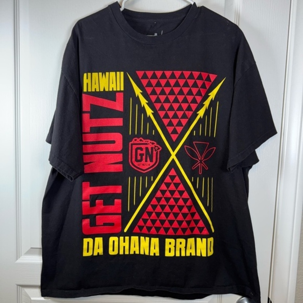 Da Ohana Brand Hawaii Get Nutz Graphic Black Shirt Size 2XL EUC #2026